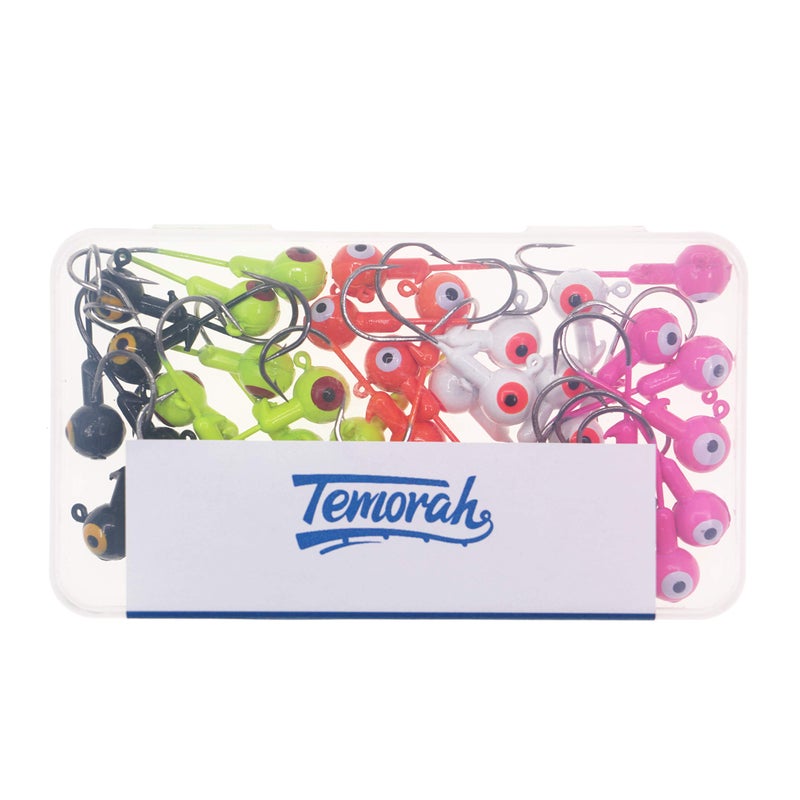 Temorah Fishing Lures Jig Heads,Ball Heads 1/32oz-1/2oz,Sharp Fishing Hooks for Freshwater or Saltwater (Assorted, 1/16OZ 50PCS) - Image 5
